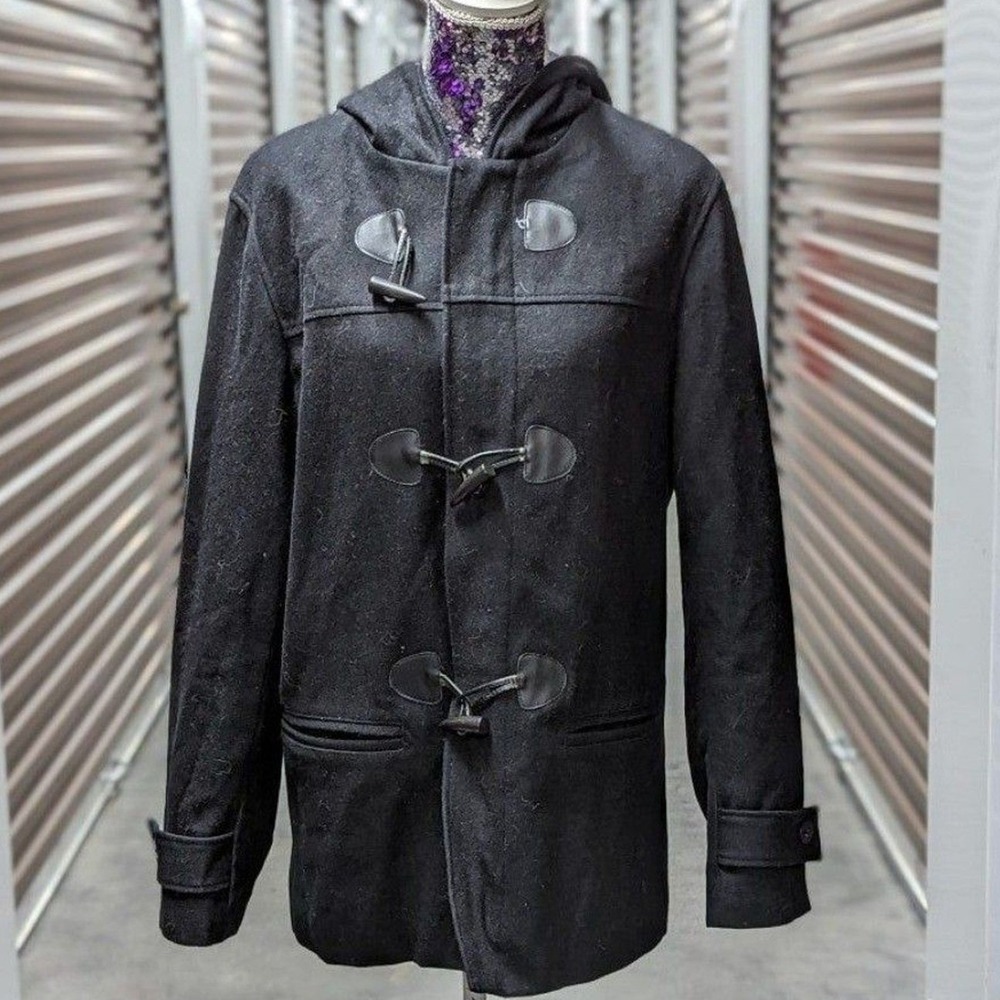 Dark‎ Academia Quiet Luxury Banana Republic Black Toggle Coat Goth Chic Medium